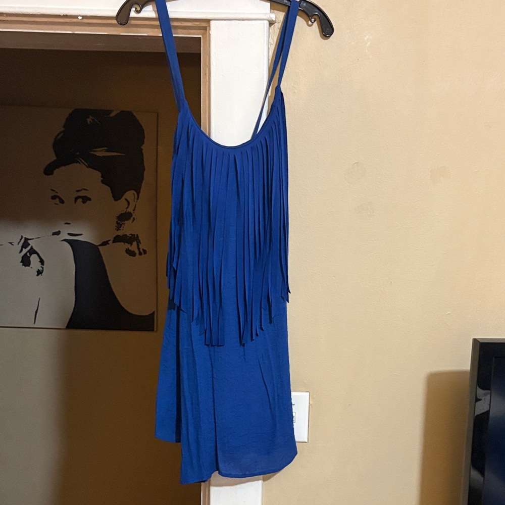 Judith March Blue Fringe Mini Dress
